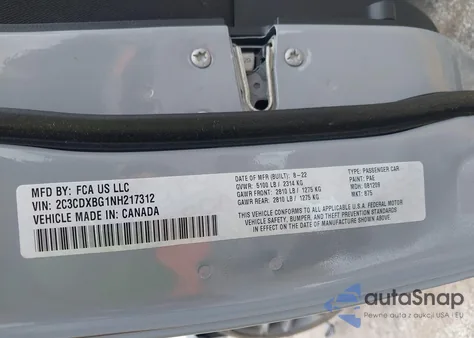 2022 Dodge Charger Sxt Rwd from USA, damaged, VIN 2C3CDXBG1NH217312